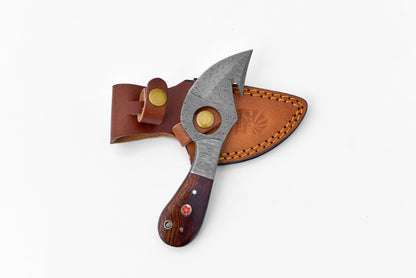 Damascus Knife, Skinner Knife with Gut Hook, Hand forged by Titan TD-201X