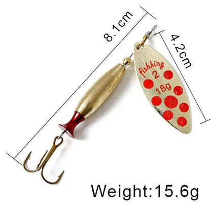 FISH KING Metal Spinner Lure – 18g/24g Long Cast Hard Bait with Hook