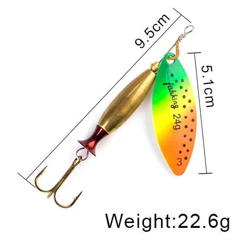 FISH KING Metal Spinner Lure – 18g/24g Long Cast Hard Bait with Hook