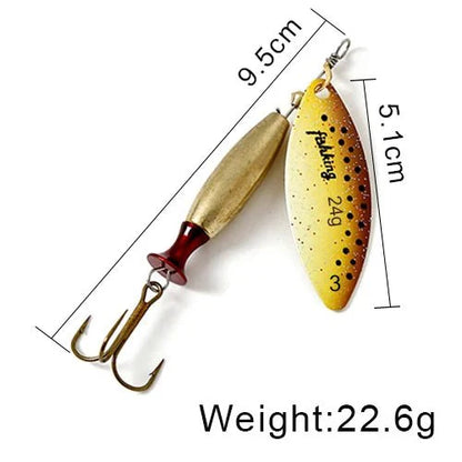 FISH KING Metal Spinner Lure – 18g/24g Long Cast Hard Bait with Hook
