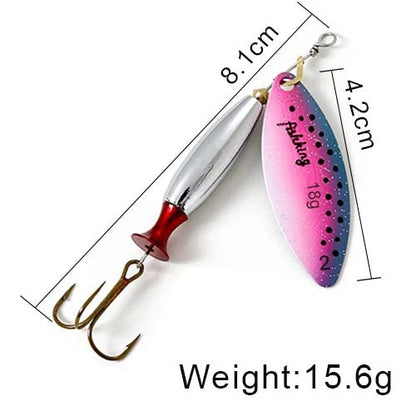FISH KING Metal Spinner Lure – 18g/24g Long Cast Hard Bait with Hook
