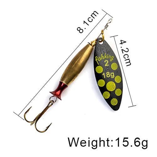 FISH KING Metal Spinner Lure – 18g/24g Long Cast Hard Bait with Hook