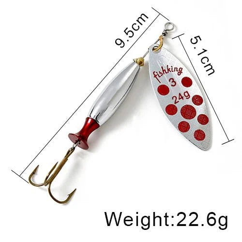 FISH KING Metal Spinner Lure – 18g/24g Long Cast Hard Bait with Hook