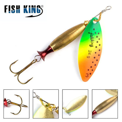 FISH KING Metal Spinner Lure – 18g/24g Long Cast Hard Bait with Hook