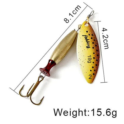 FISH KING Metal Spinner Lure – 18g/24g Long Cast Hard Bait with Hook